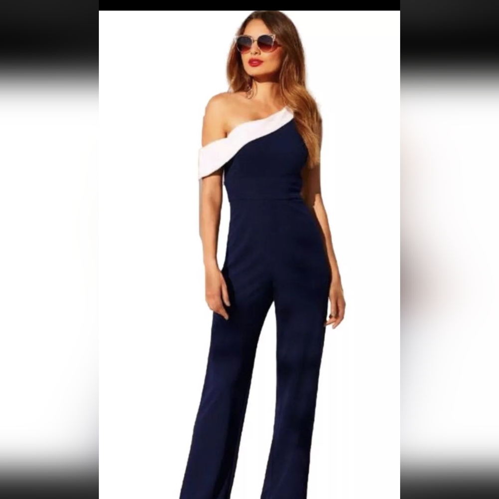 Alexa Admor Navy jumpsuit one shoulder jumpsuit